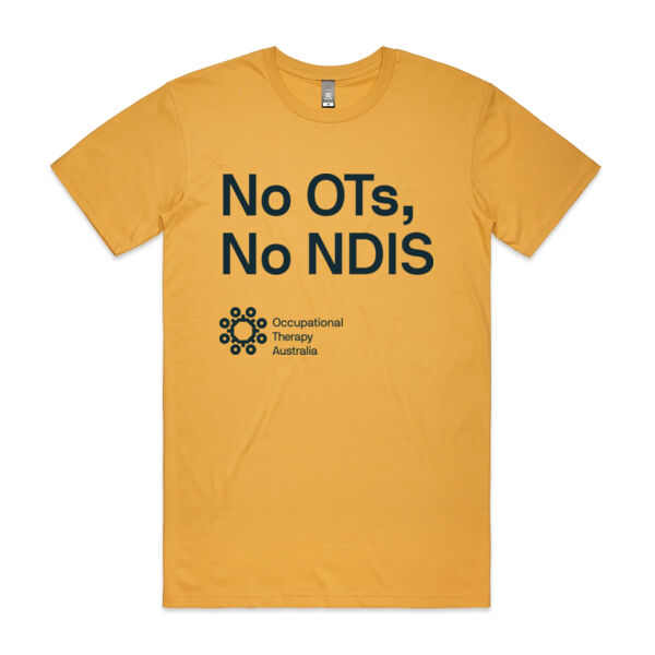 No OTs, No NDIS Shirt (Gold) Thumbnail